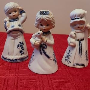Vintage Jasco Royal Majestic Delft Girl Bells Christmas Collectibles